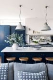Серо синяя кухня в интерьере