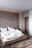 Дизайн спальни с ламинатом на стене
