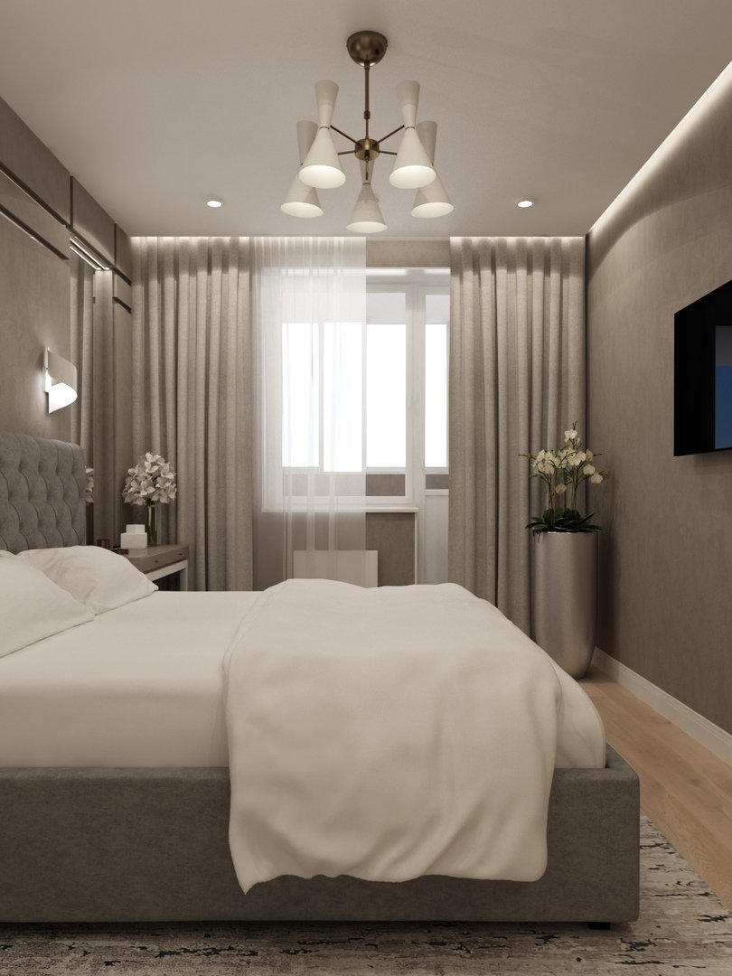 Небольшая спальня с балконом