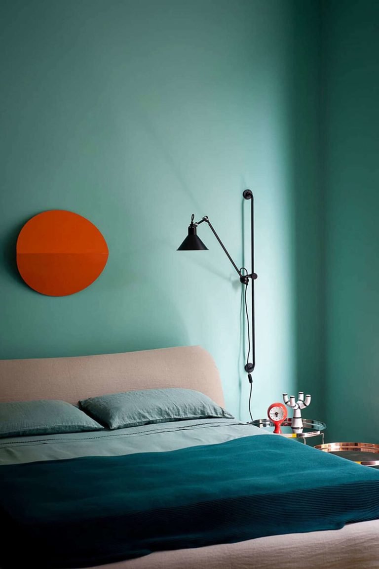 Бирюзовая краска для стен в спальню