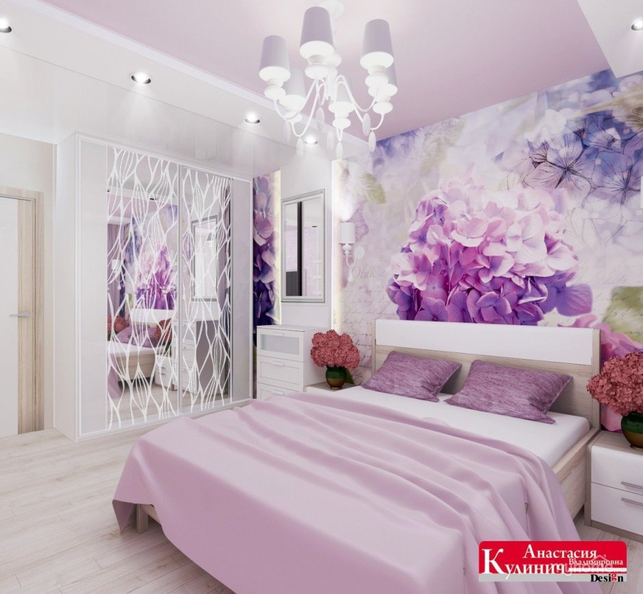 Нежные фотообои для спальни