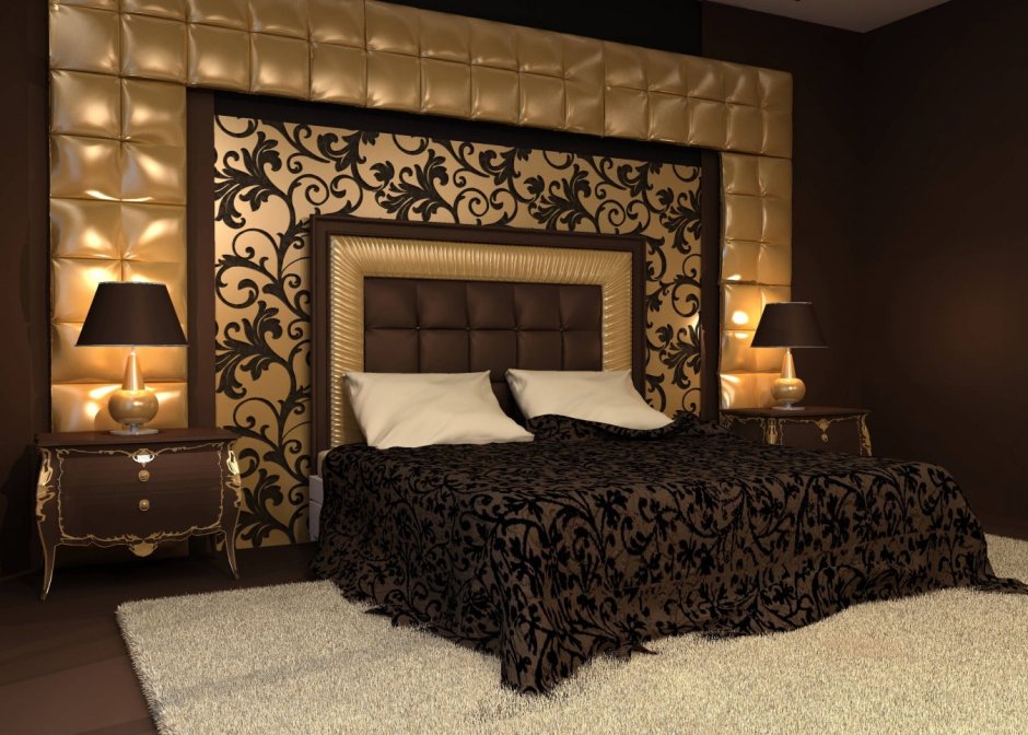 Спальня в черно золотом цвете