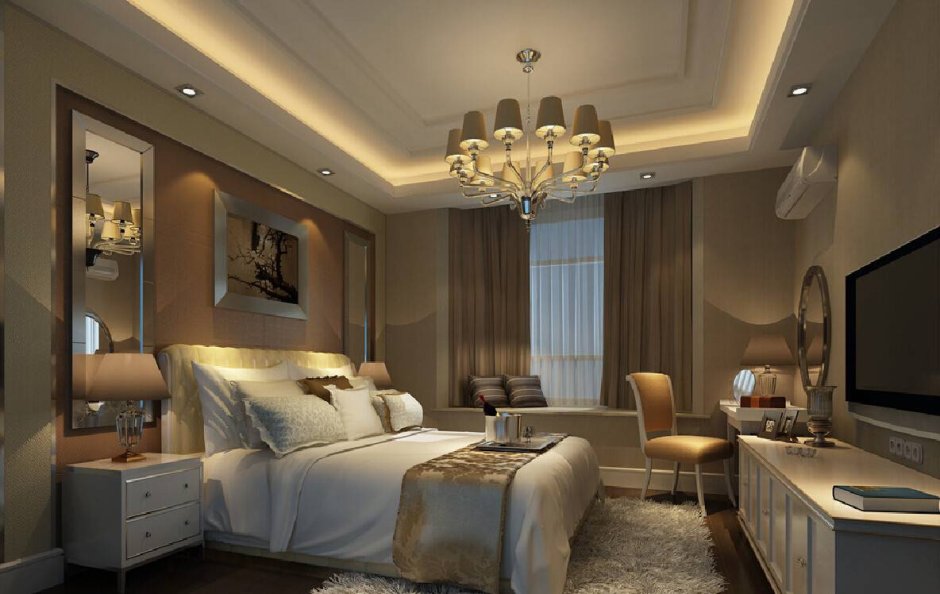 Две люстры в спальне