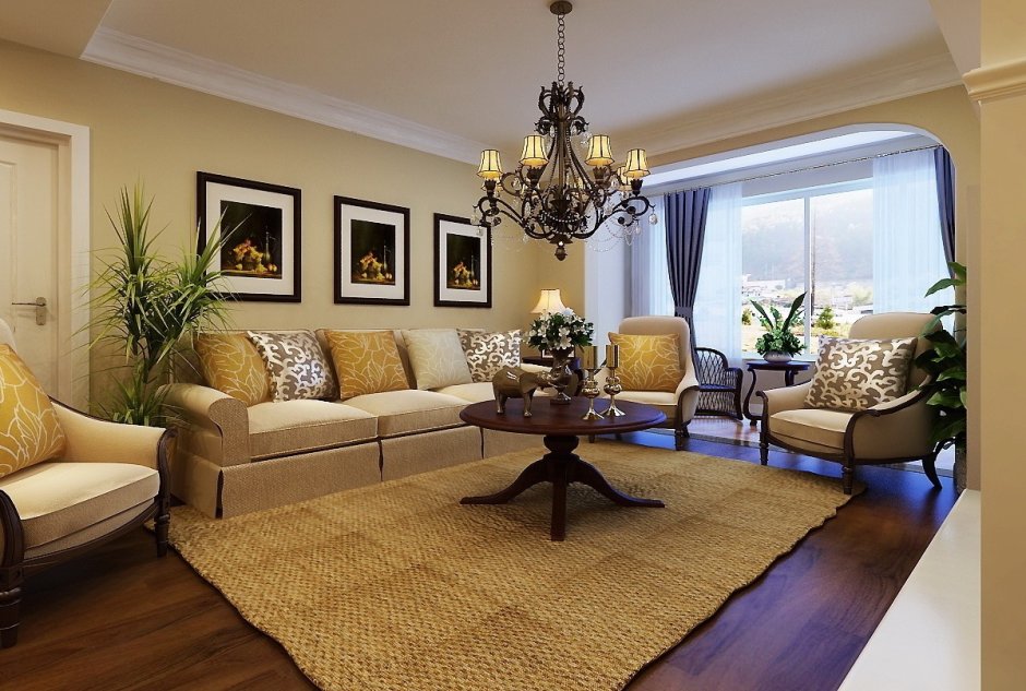 Зарубежный интерьер гостиной