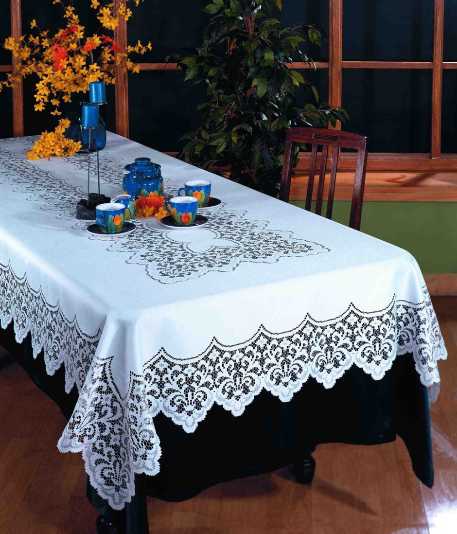 Вязаные скатерти спицами