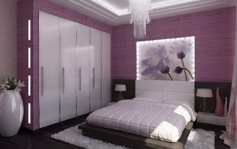 Спальный гарнитур в лиловом цвете