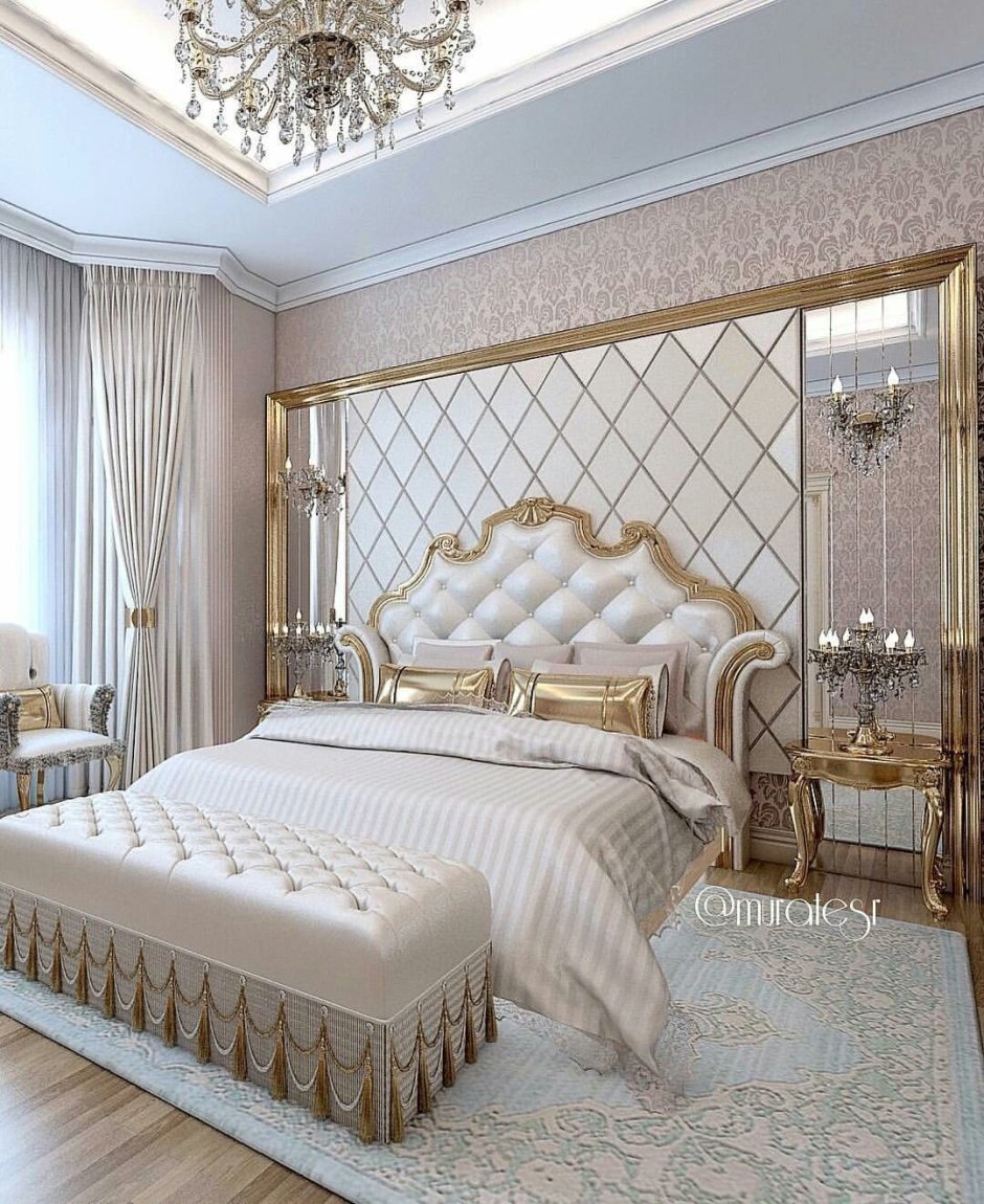 Белая спальня в классическом стиле