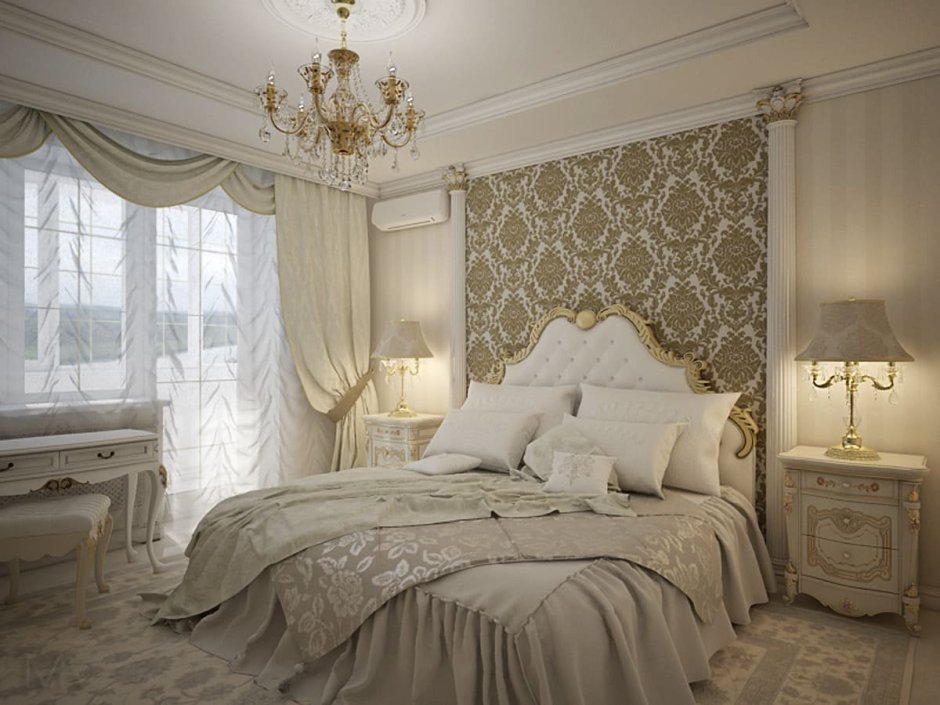 Белая спальня в стиле Барокко