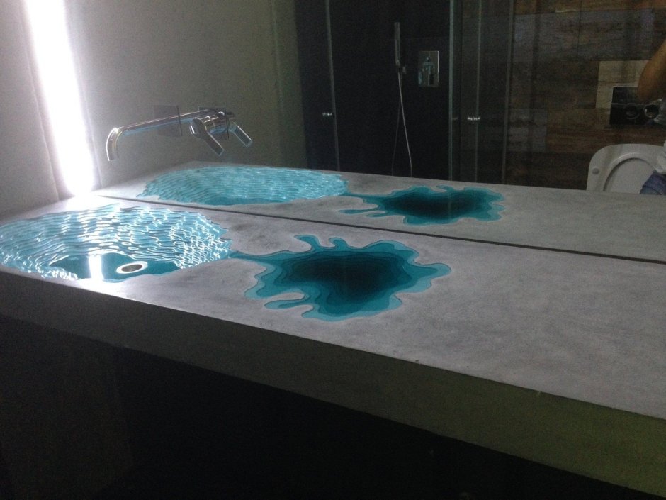 Столешница в ванную из эпоксидной смолы