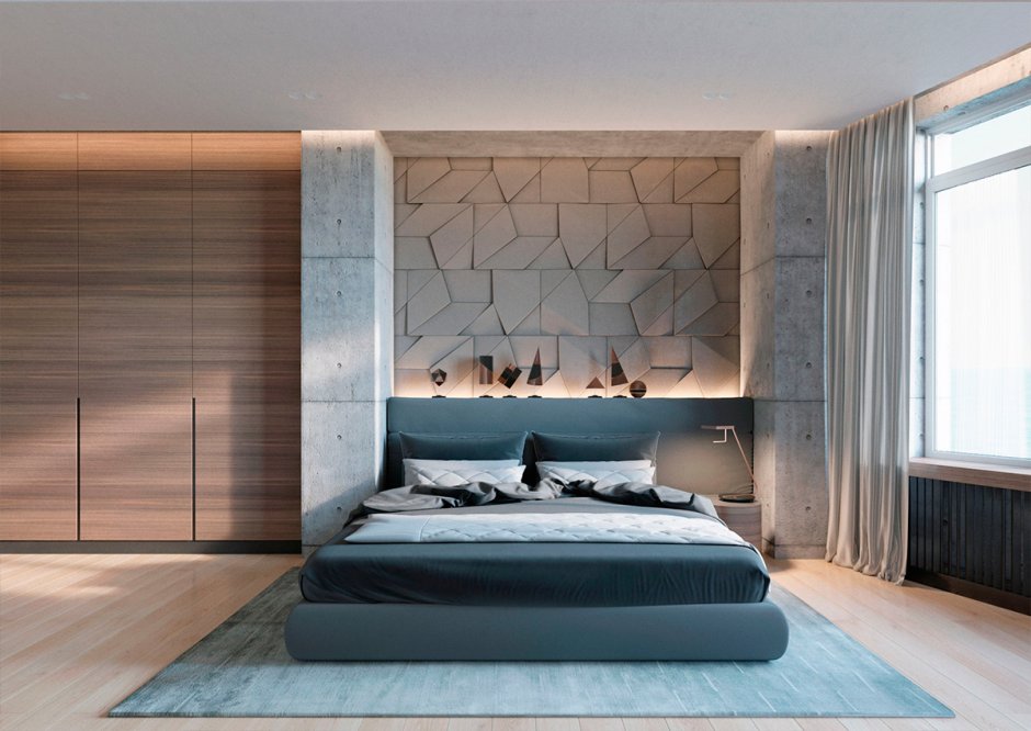 Спальня в бетонном стиле