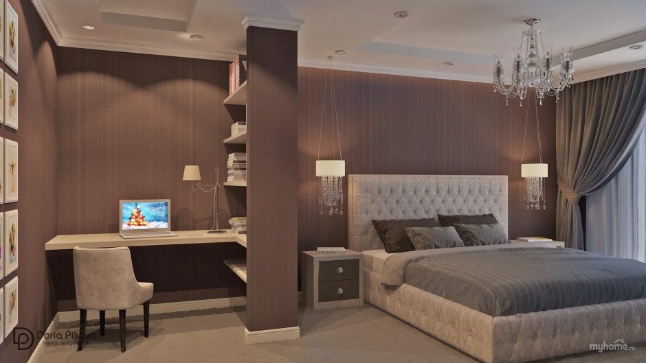 Спальня с рабочим местом расстановка