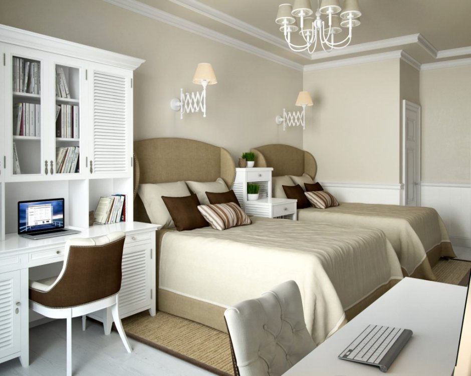 Спальня с раздельными кроватями