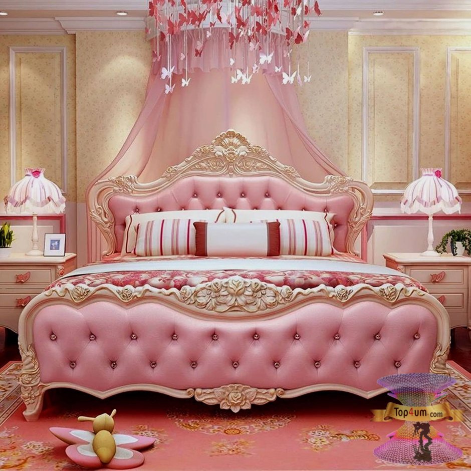 Красивые розовые кровати