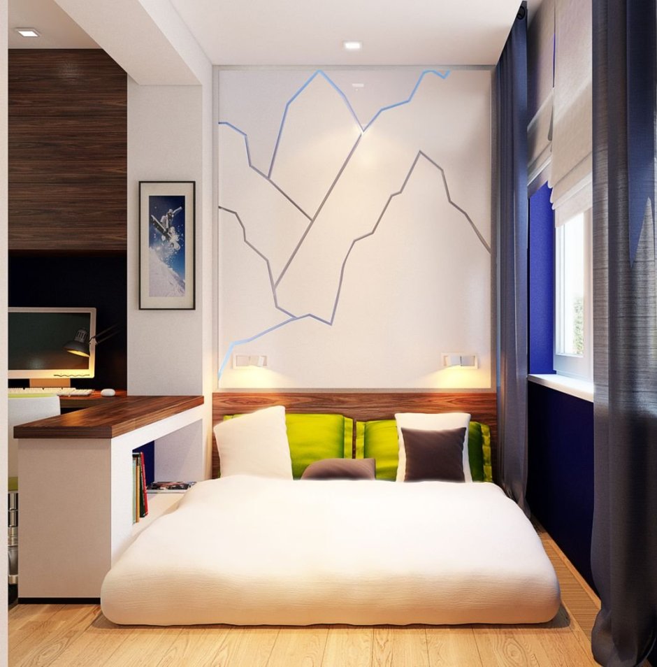 Интерьер спальни 3 на 3