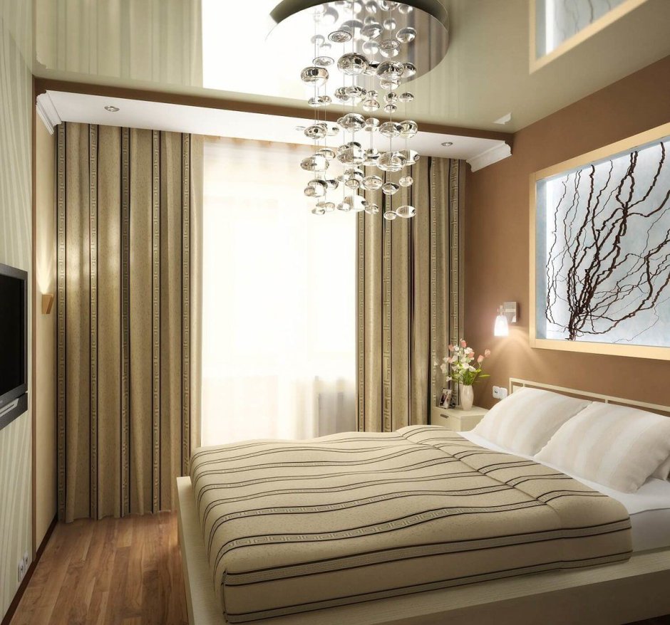 Спальни в маленькой квартире в теплых тонах