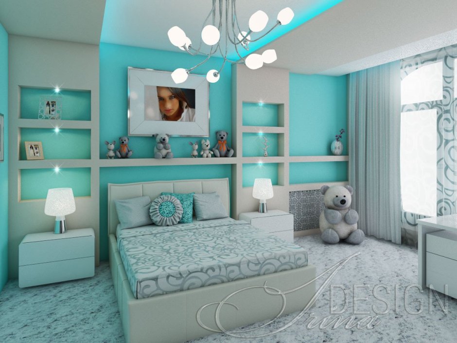 Голубая комната для девочки подростка