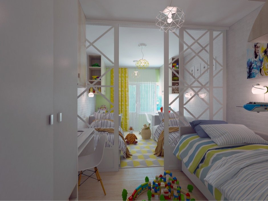 Комната на двоих детей с перегородкой