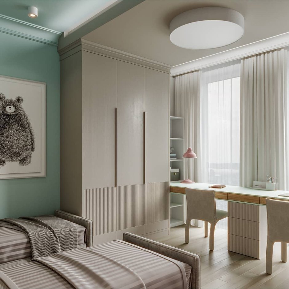 Спальня для двоих детей зонирование