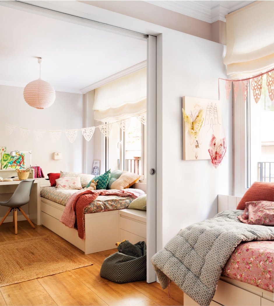 Зонирование детской комнаты для девочки