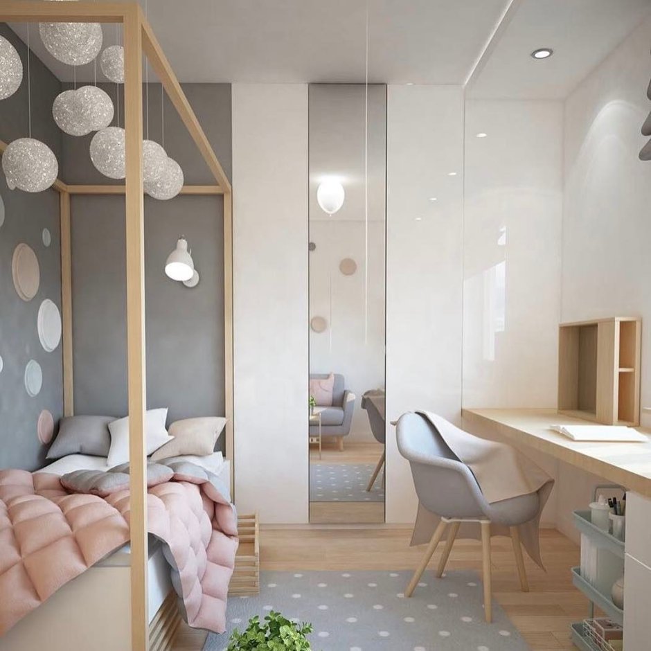 Зонирование комнаты для девочки