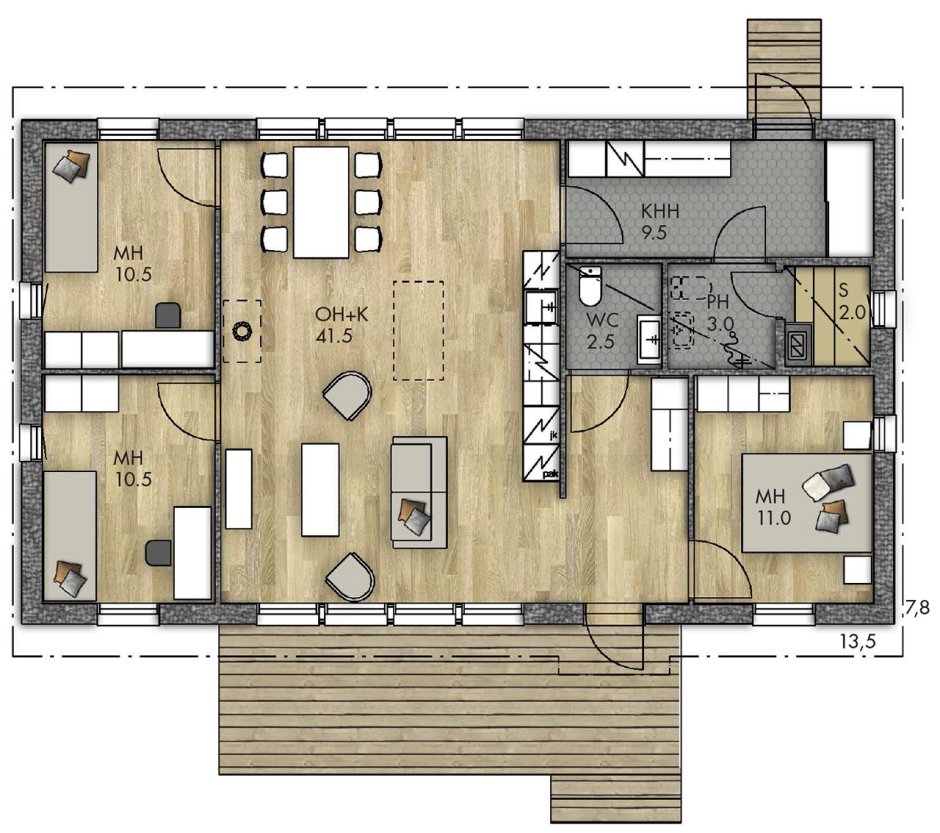 Скандинавские планировки одноэтажных домов