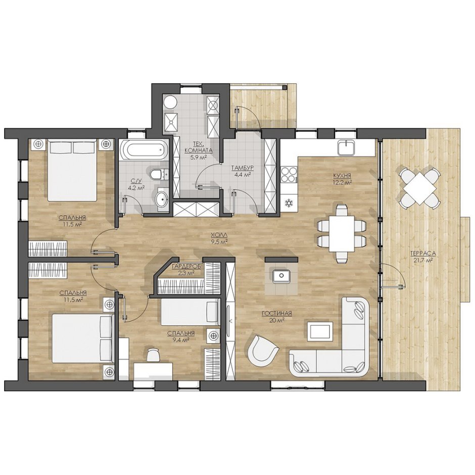 Планировки барнхаус одноэтажных домов