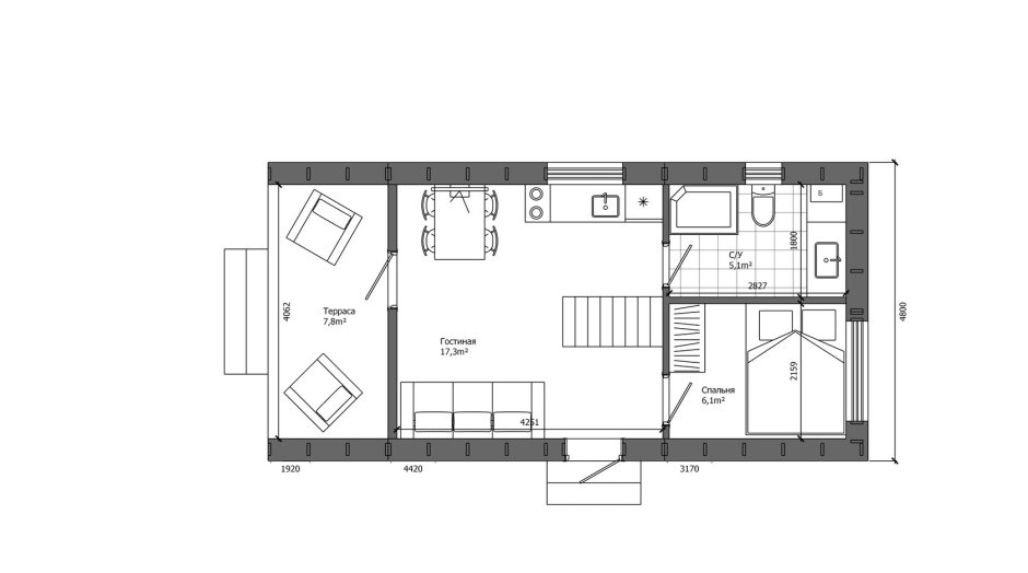 Одноэтажный дом с односкатной крышей проекты до 100 кв.м