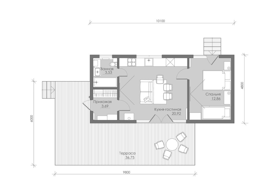 Барнхаус 6х9 планировка