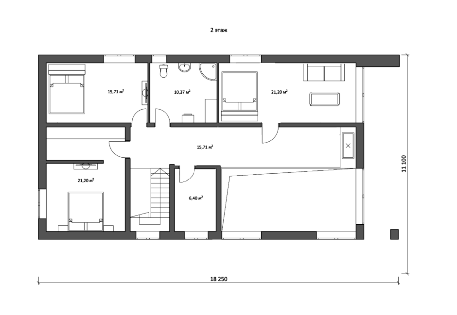 Барнхаус 60м2 одноэтажный планировка
