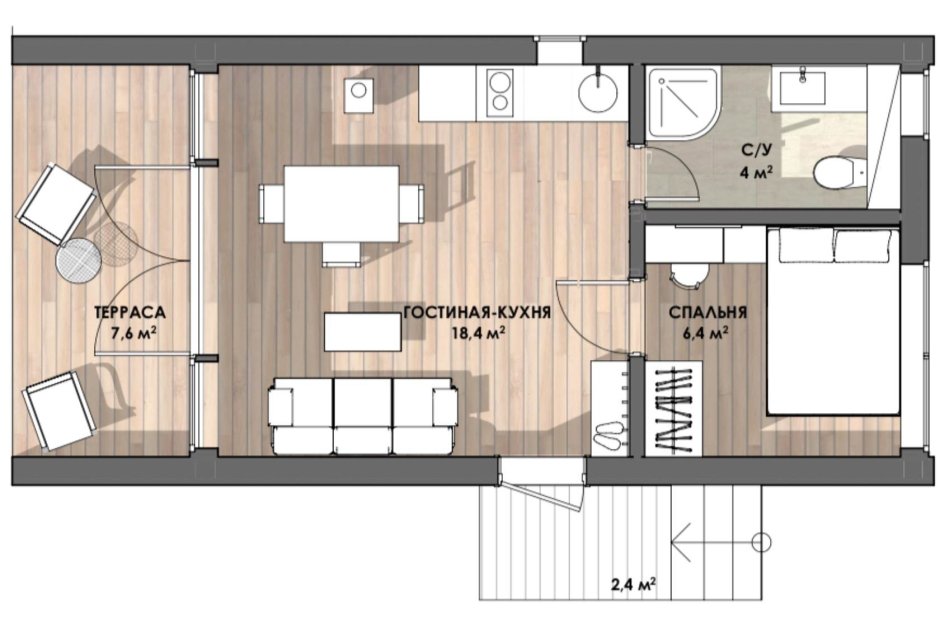 Одноэтажный каркасник с 4 спальнями