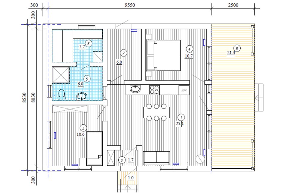 Планировка барнхаус одноэтажный 3 спальни