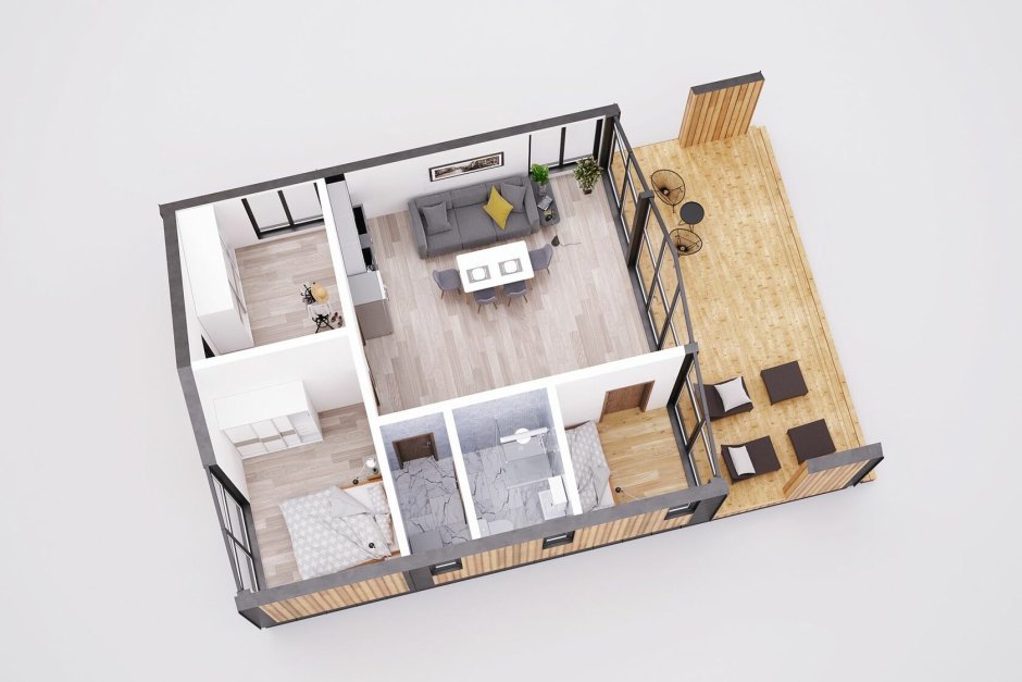 Барнхаус одноэтажный планировка