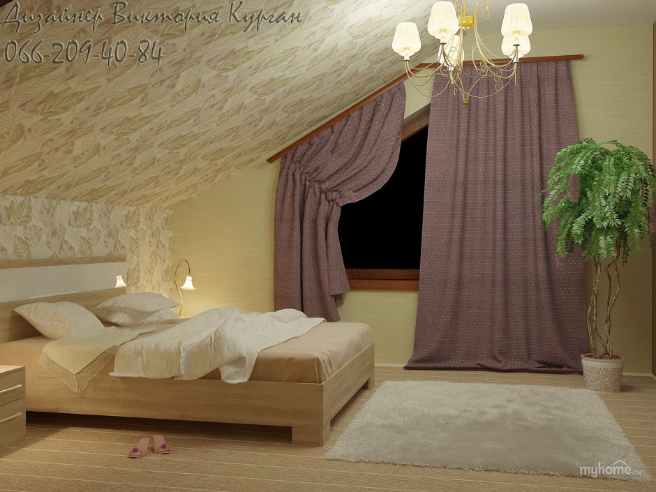 Отделка стен спальни мансарды