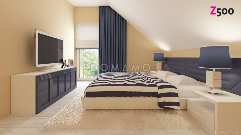 Спальня в мансардной комнате