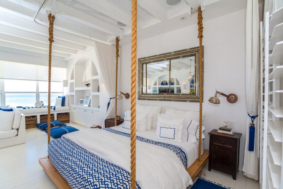 Белая спальня в морском стиле