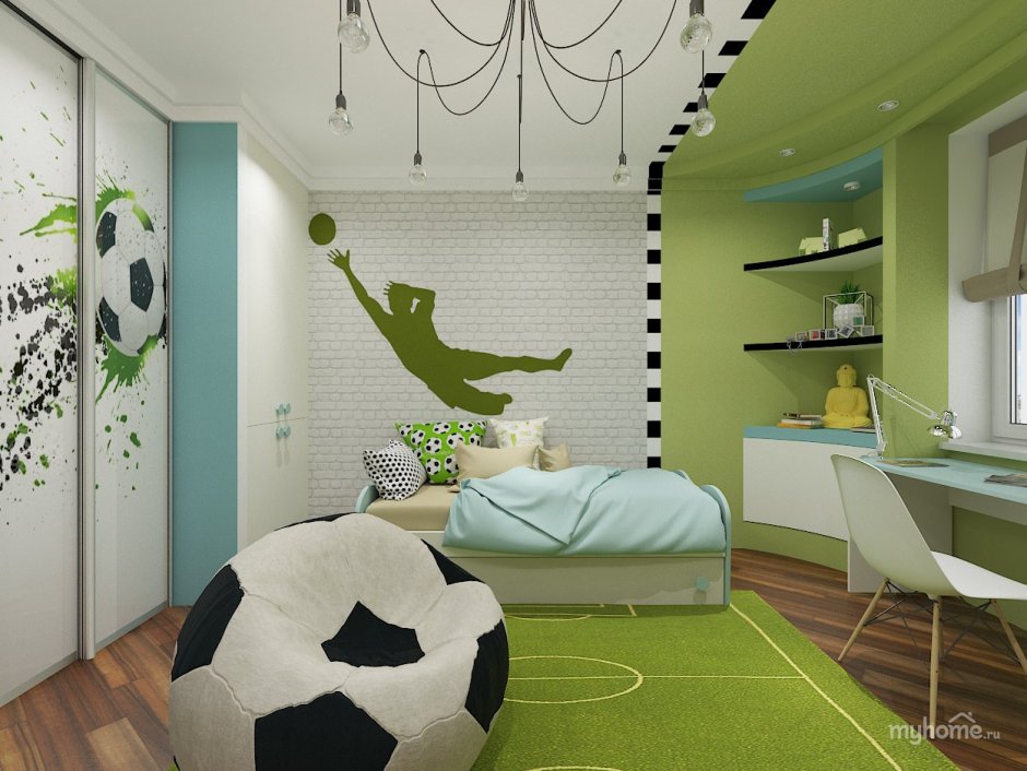 Интерьер детской для подростка мальчика футбол