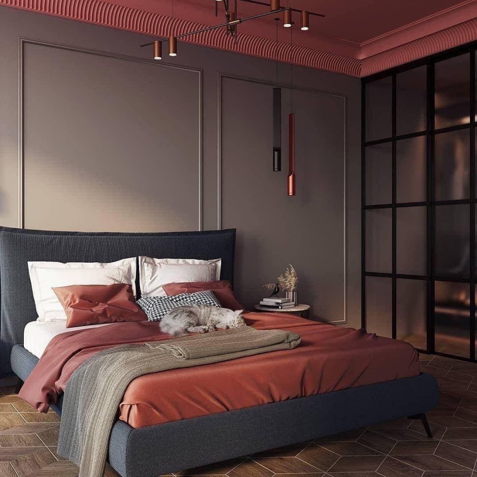 Спальня в терракотовых тонах