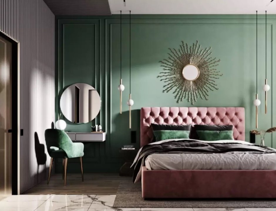 Бутылочный цвет в интерьере