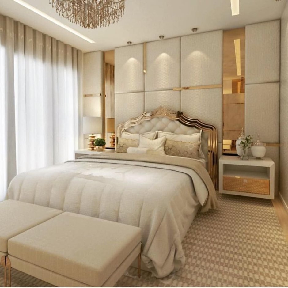 Шикарная светлая спальня