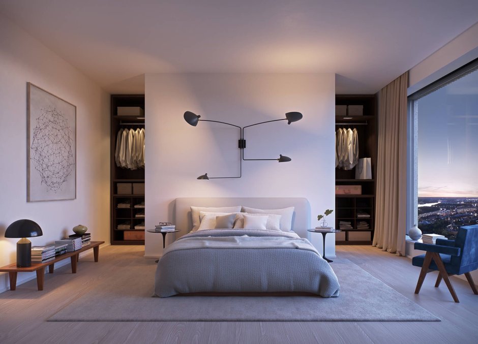 Гардеробная за кроватью