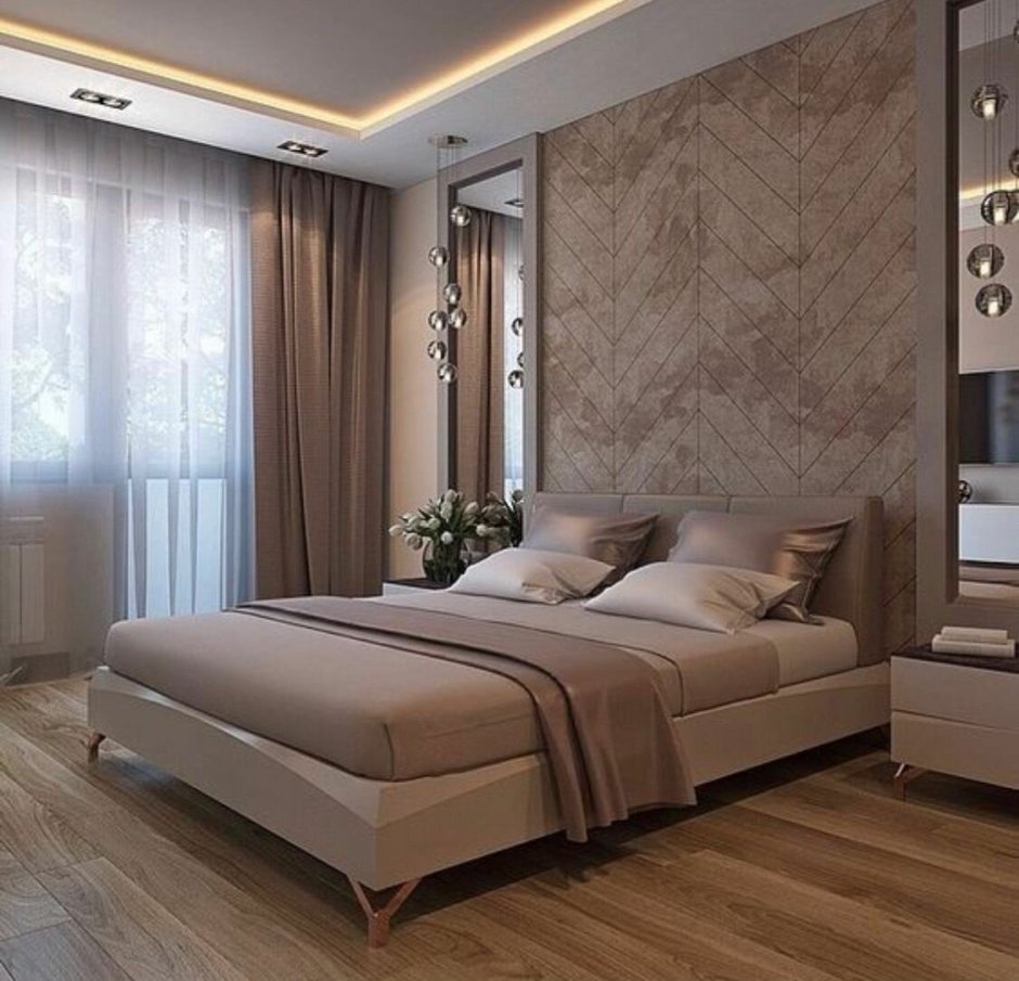 Спальняв бежевых тонпах