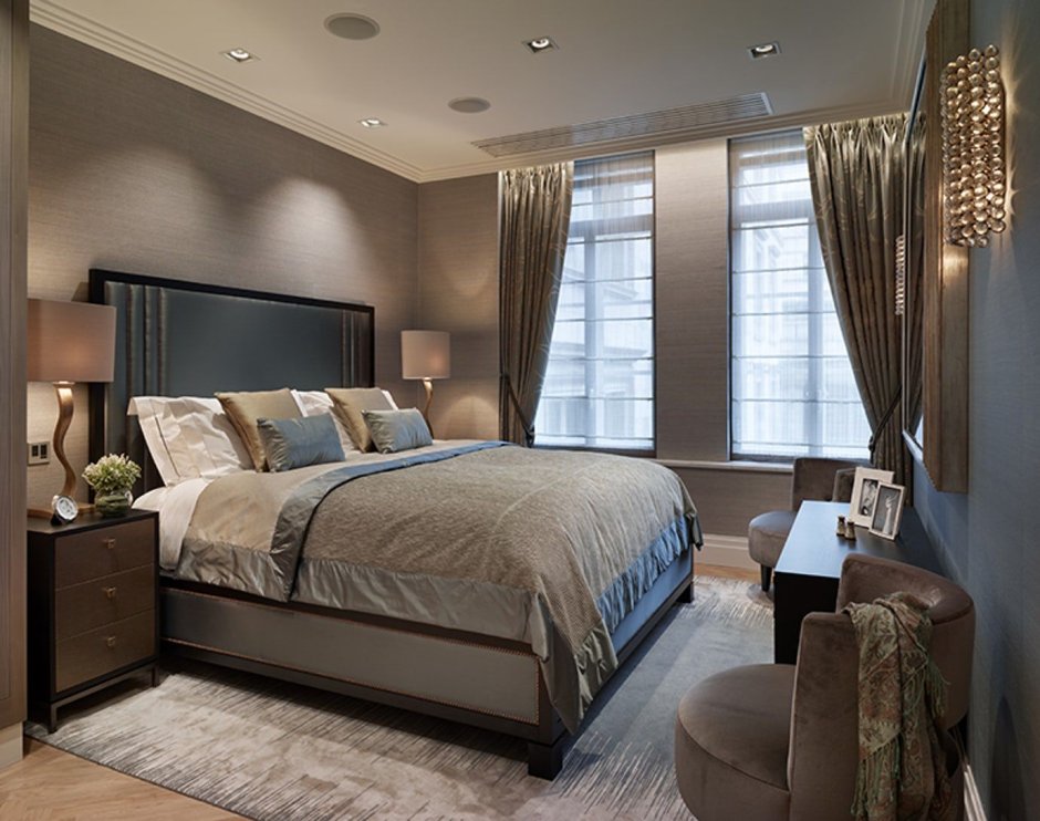 Спальня в серо коричневых тонах