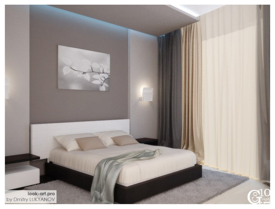 Спальня в темно светлых тонах