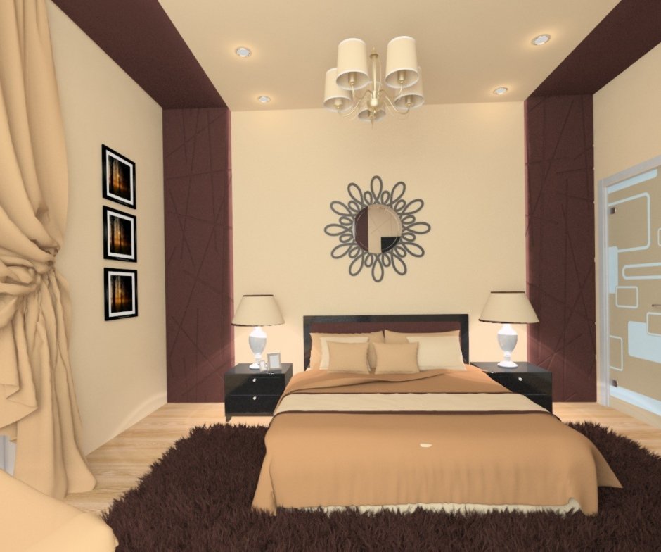 Спальня в шоколадно бежевых тонах