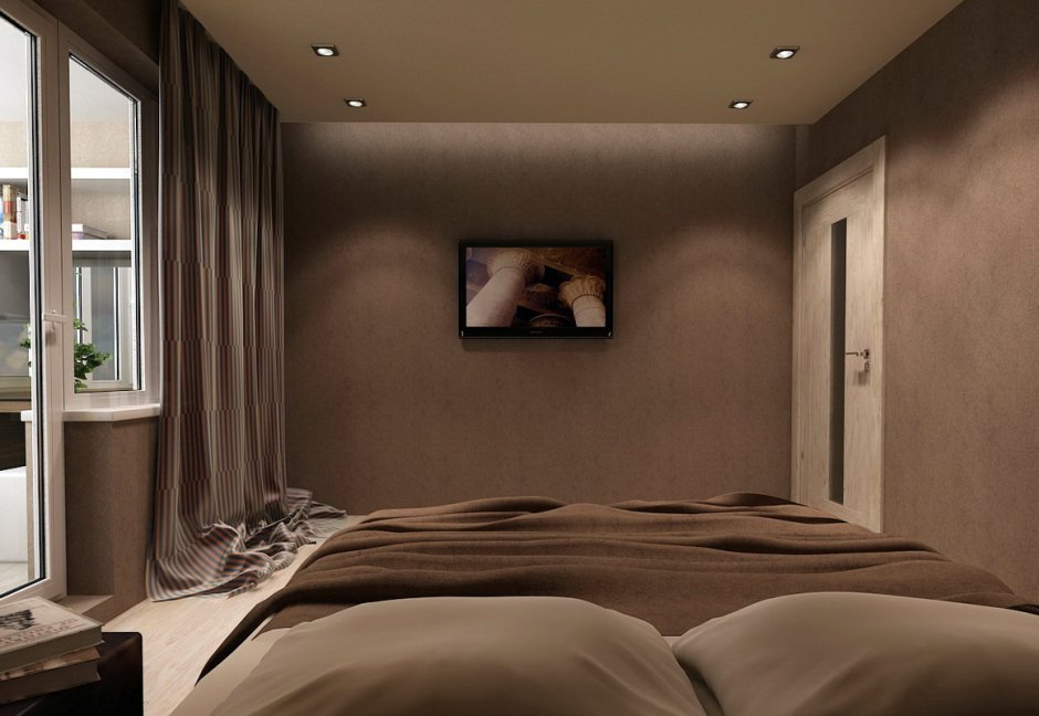 Спальня в коричневых тонах 12 кв