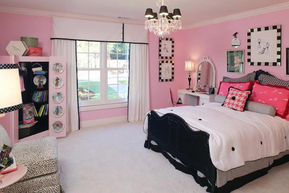 Комнаты для девочки 12 лет дизайн в розово-чёрном стиле