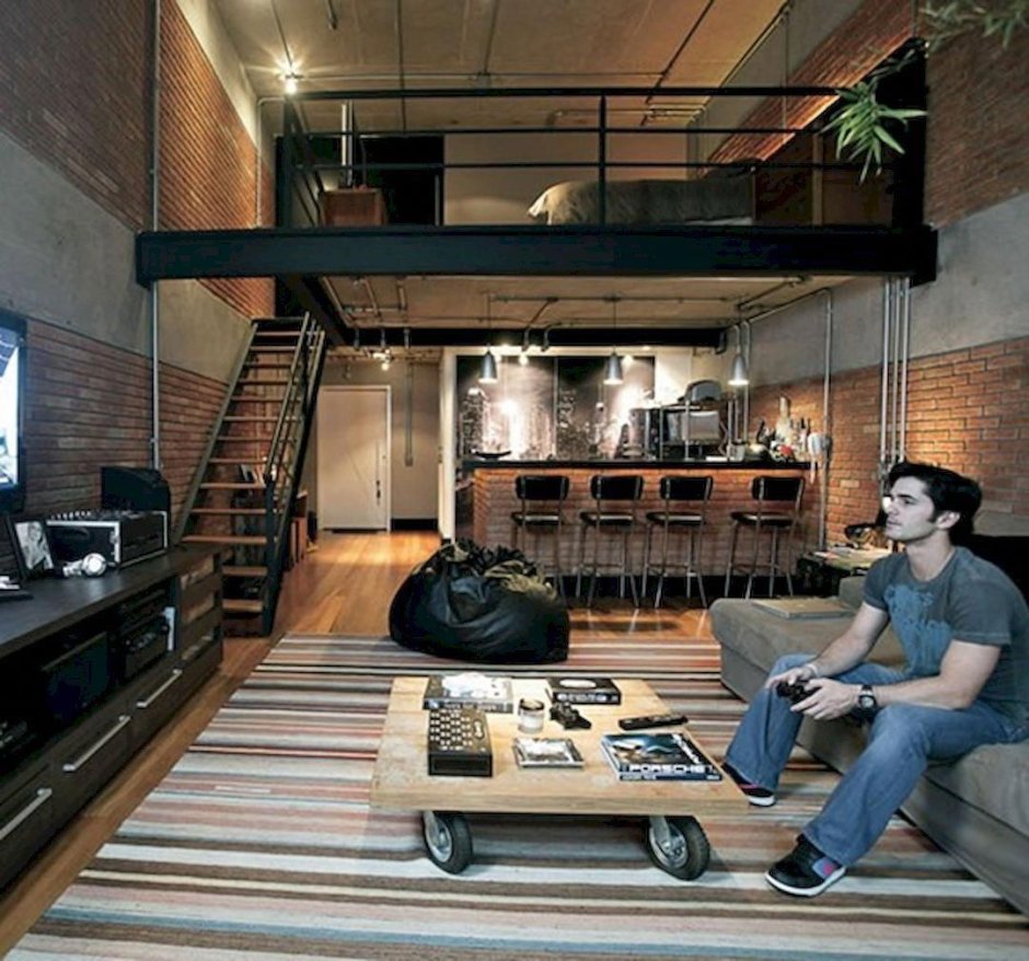 Интерьер гаража в стиле лофт