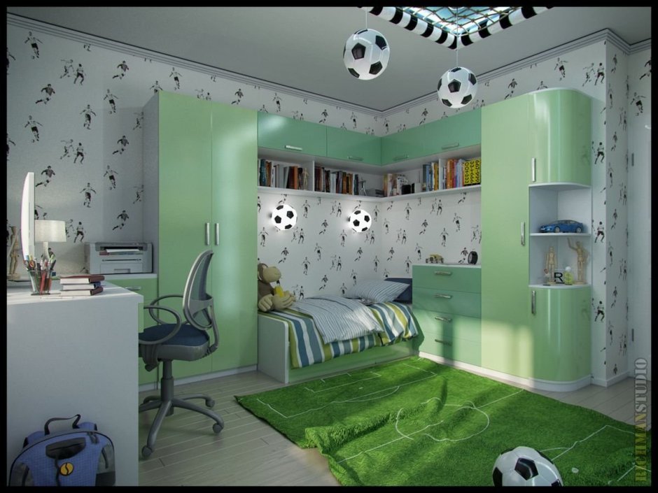Зеленые детские комнаты для мальчика