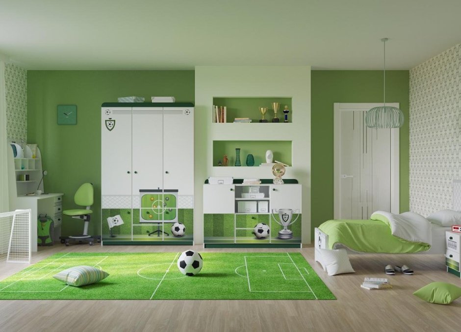 Детская комната в зеленых тонах
