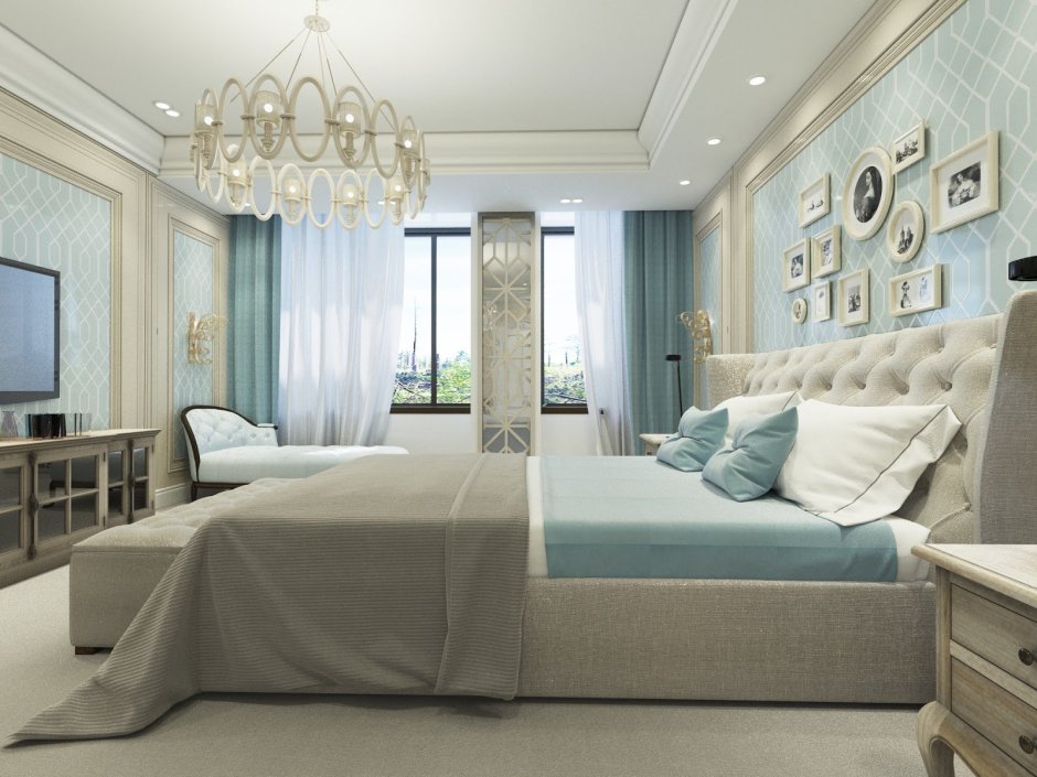 Спальня в голубых тонах